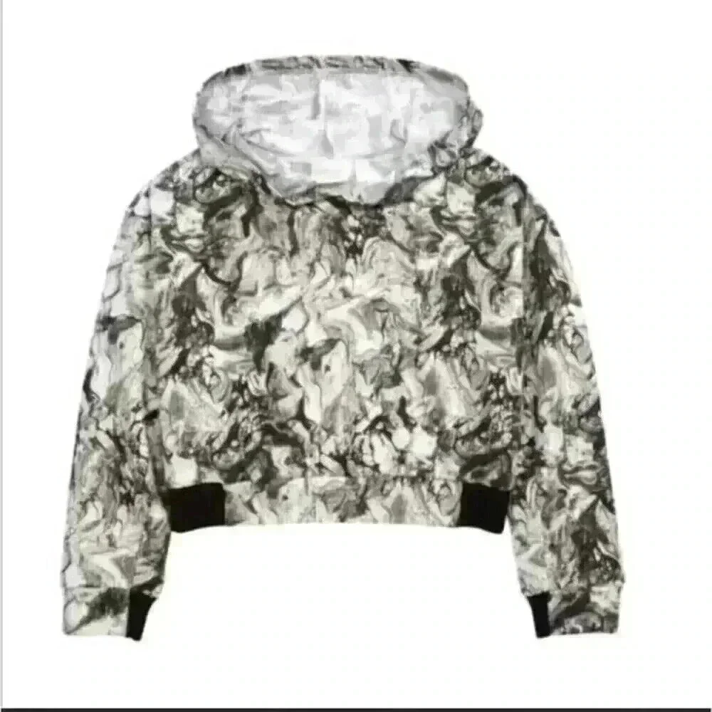 NEW Zella Girls Marbel Print hoodie Long Sleeve Sweatshirt Size XL 14-16